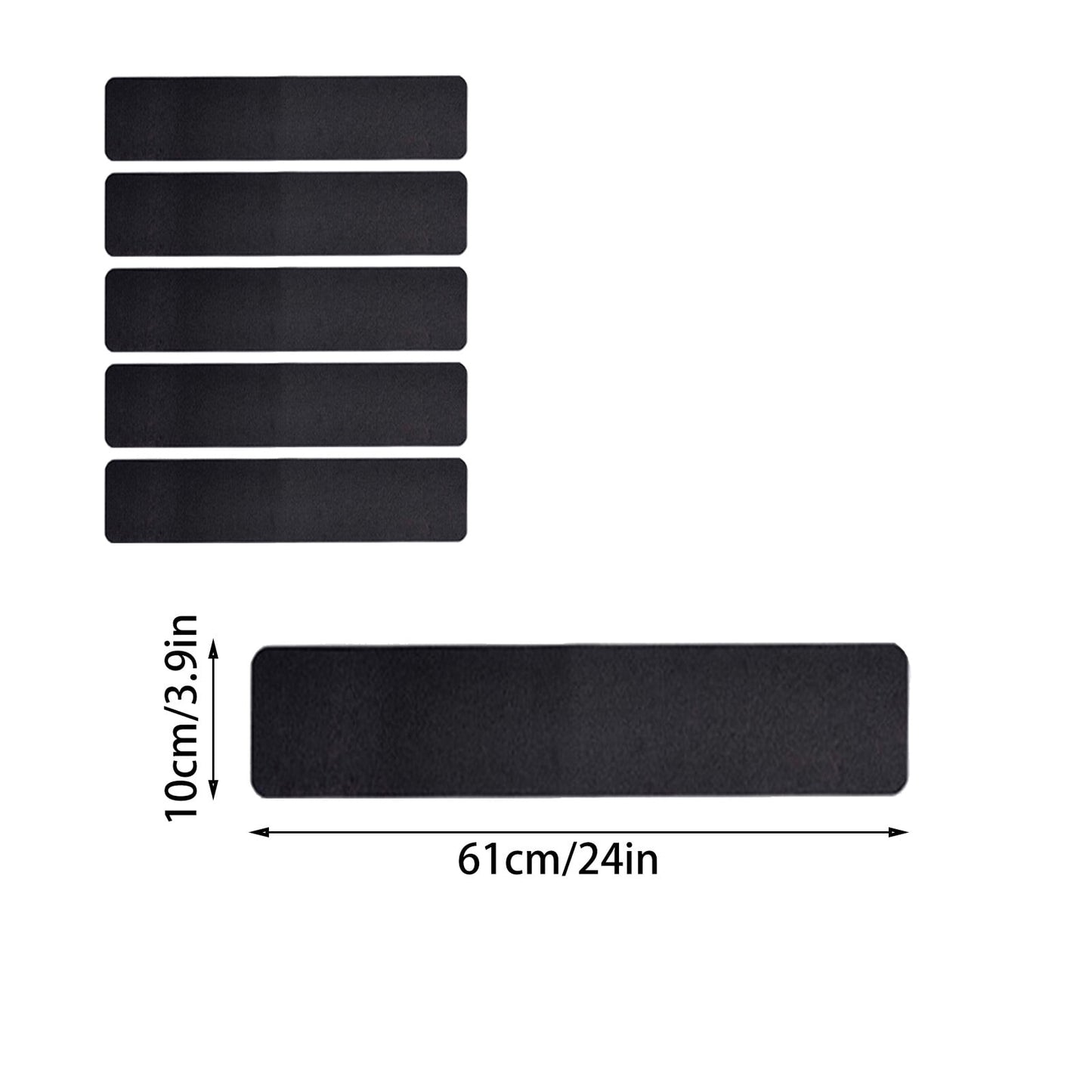 PVC Outdoor Stair Treads - Non Slip Weather Resistant Exterior Grip Tape - Anti Sniña Strips - Waterproof 80-Grit Adhesive Treads, Frosted Waterproof Wear Sticker Step Floor(24" x 4" - 5-Pack ) Black