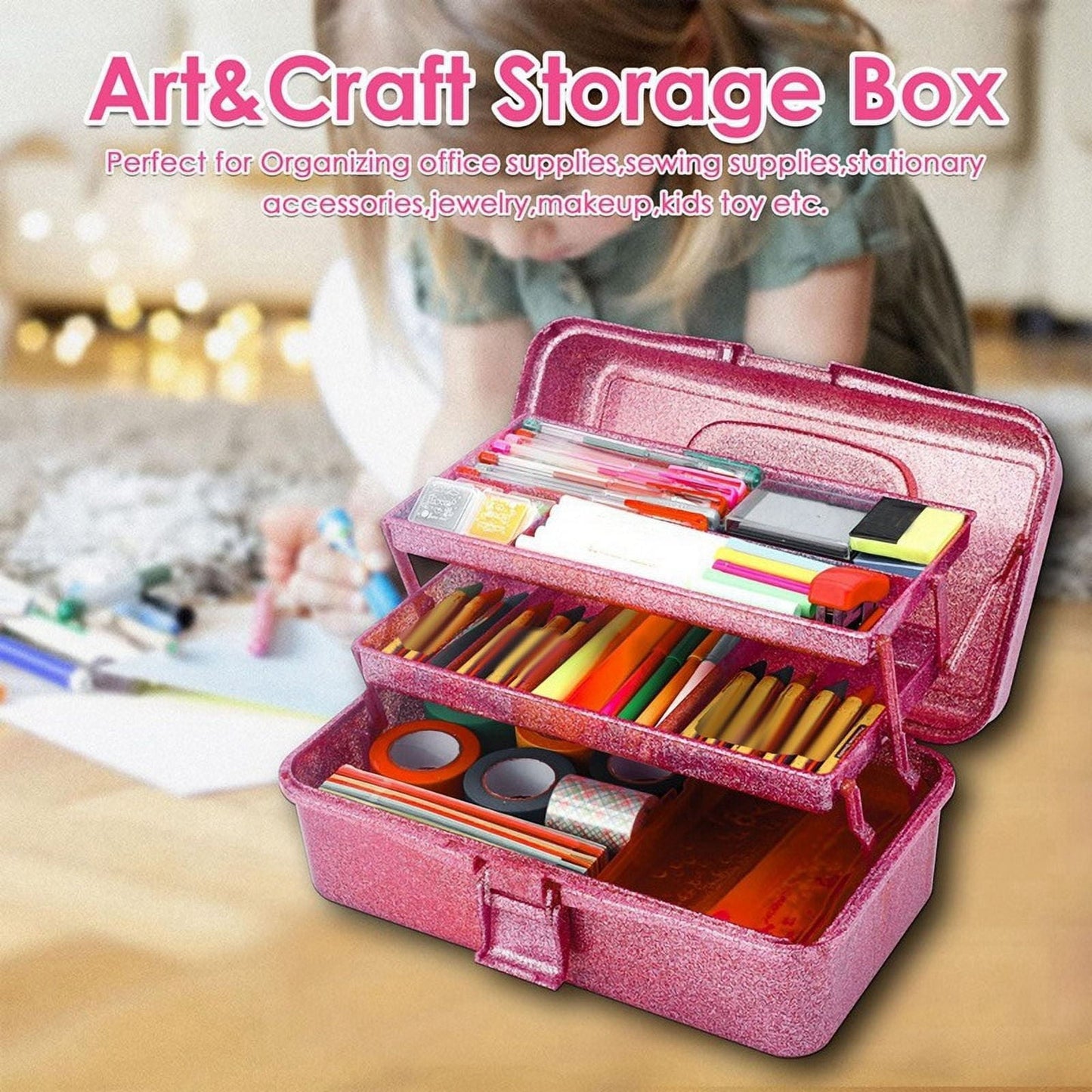 Plastic Storage Bins With Lid and Handle, Plastic Latch Storage Box, Stackable Storage Container, Small Plastic Storage Basket, Cute Organizer Box for Home, Office, 1 Pcs, 7.68x4.13x4.33 12.99" x 5.7" x 7.67" Green