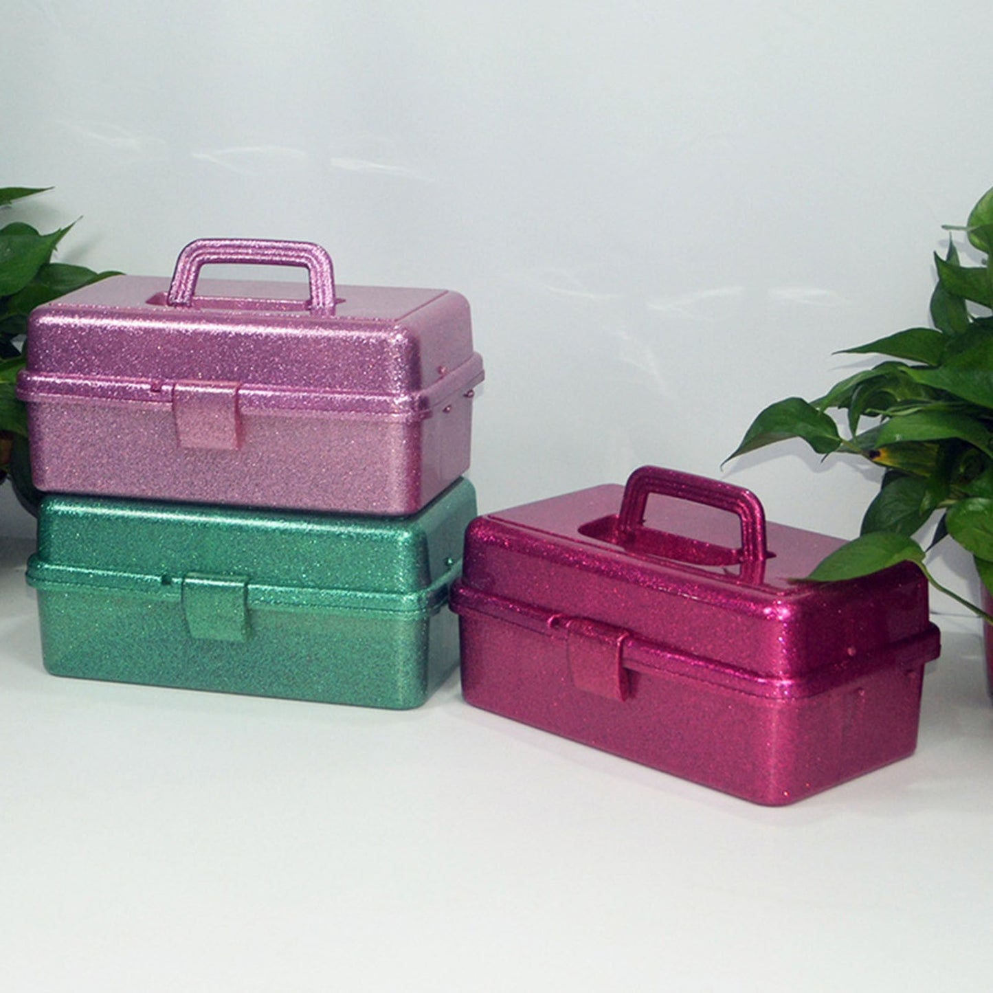 Plastic Storage Bins With Lid and Handle, Plastic Latch Storage Box, Stackable Storage Container, Small Plastic Storage Basket, Cute Organizer Box for Home, Office, 1 Pcs, 7.68x4.13x4.33 12.99" x 5.7" x 7.67" Green