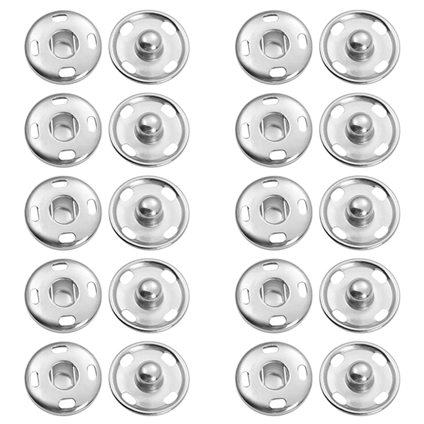 Snap Buttons for Clothes, Heavy Duty Metal Snaps for Fabric, 15mm Metal Sewing Snaps, Press Studs for Sewing Clothes Jeans Handbag DIY Craft Projects (Silver/10 Sets) 0.59 Inches 0.59" Silver*20 Set
