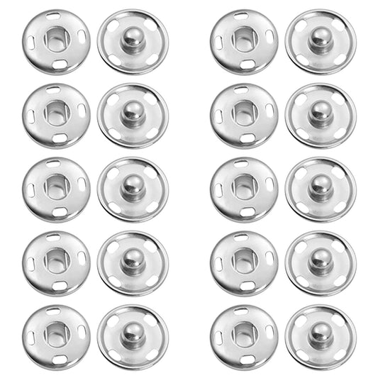 Snap Buttons for Clothes, Heavy Duty Metal Snaps for Fabric, 15mm Metal Sewing Snaps, Press Studs for Sewing Clothes Jeans Handbag DIY Craft Projects (Silver/10 Sets) 0.59 Inches 0.59" Silver*30 Set