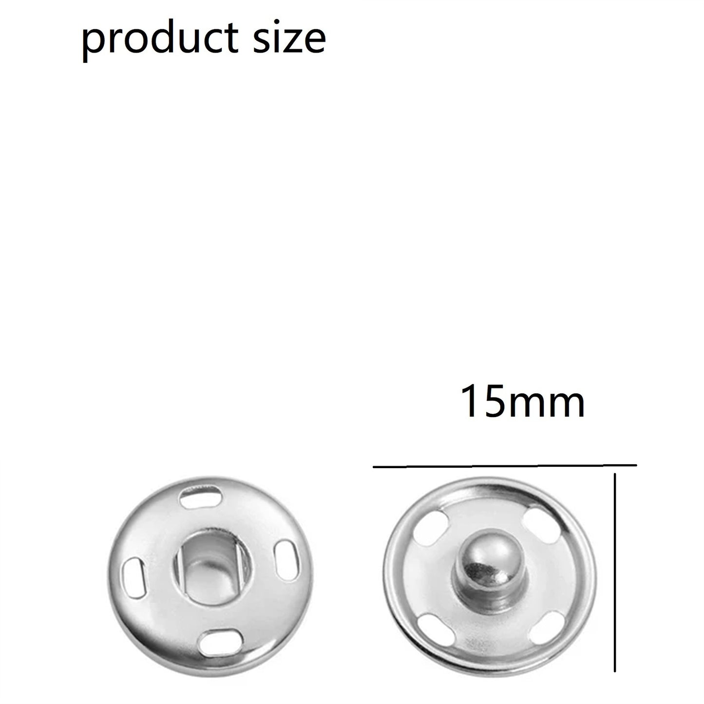 Snap Buttons for Clothes, Heavy Duty Metal Snaps for Fabric, 15mm Metal Sewing Snaps, Press Studs for Sewing Clothes Jeans Handbag DIY Craft Projects (Silver/10 Sets) 0.59 Inches 0.59" Silver*30 Set