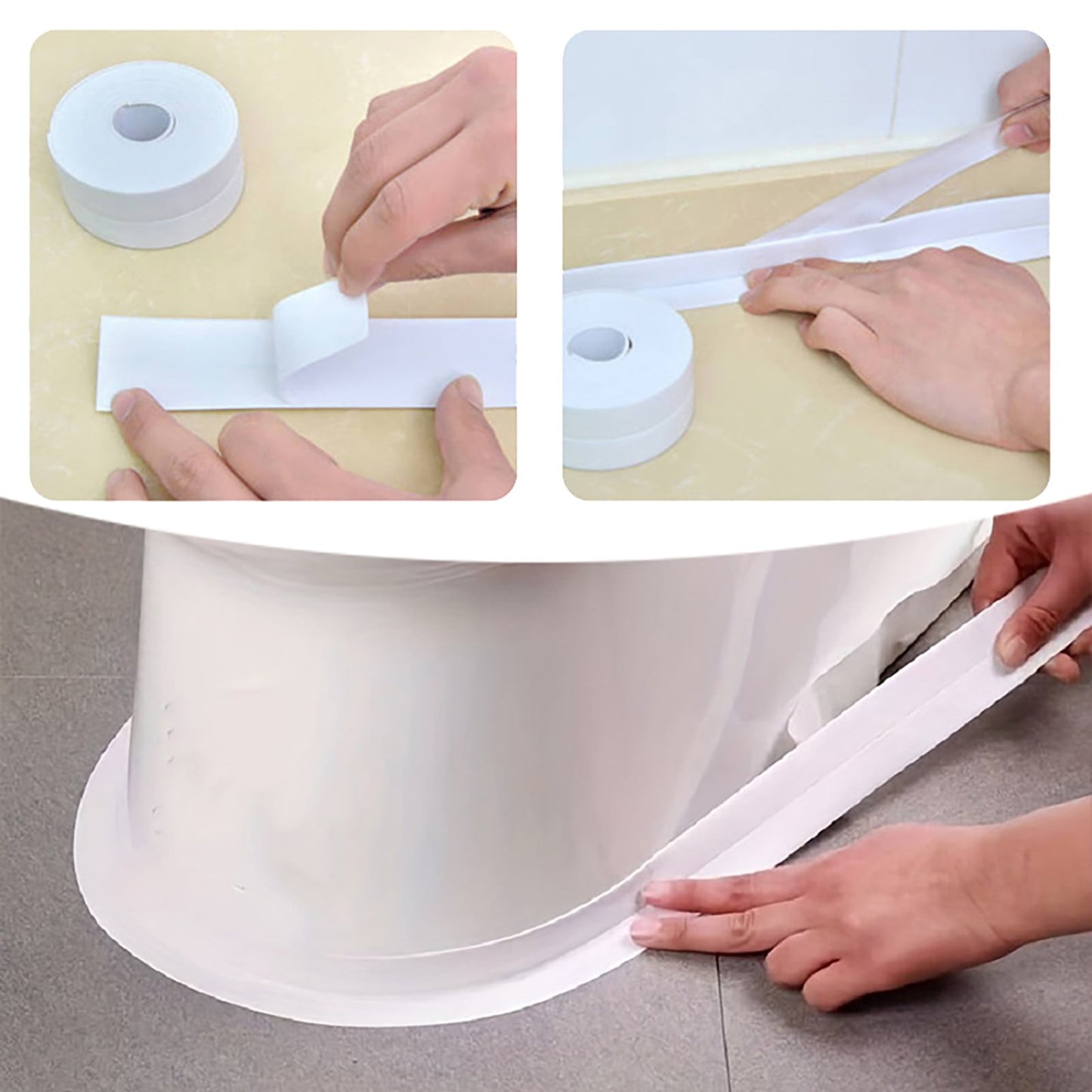 Kitchen Caulk Tape Self Adhesive,Waterproof Caulking Sealing Tape,Easy to Install Caulking Tape for Bathroom Peel and Stick Caulking Strip Floor Tile Wallpaper Toilet Tub Shower Wall(White) White(4pc)
