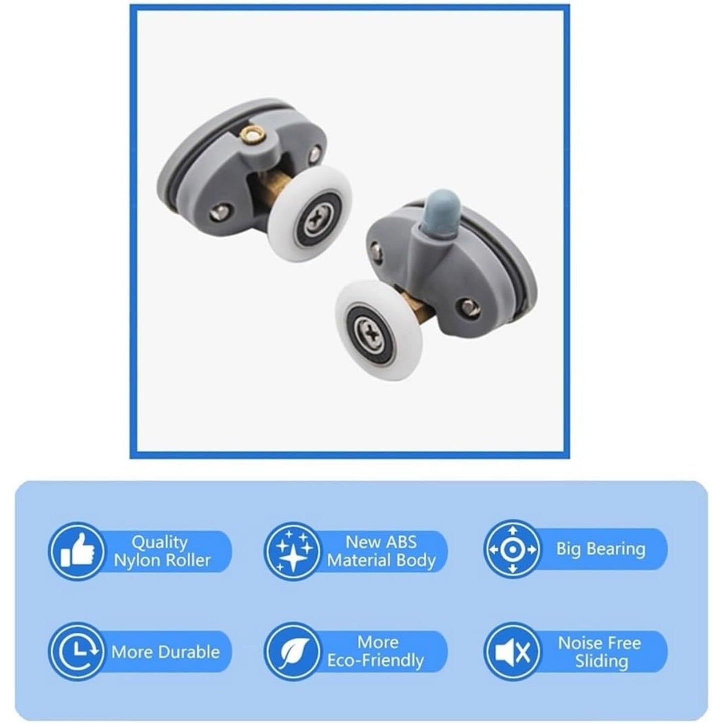 Shower Door Rollers, Single Shower Door Runners/Wheels/Pulleys/Guides 25mm Diameter Home Bathroom DIY Replacement Parts (2 Upper Rollers and 2 Bottom Rollers) 2 Set Multisize White/23 mm