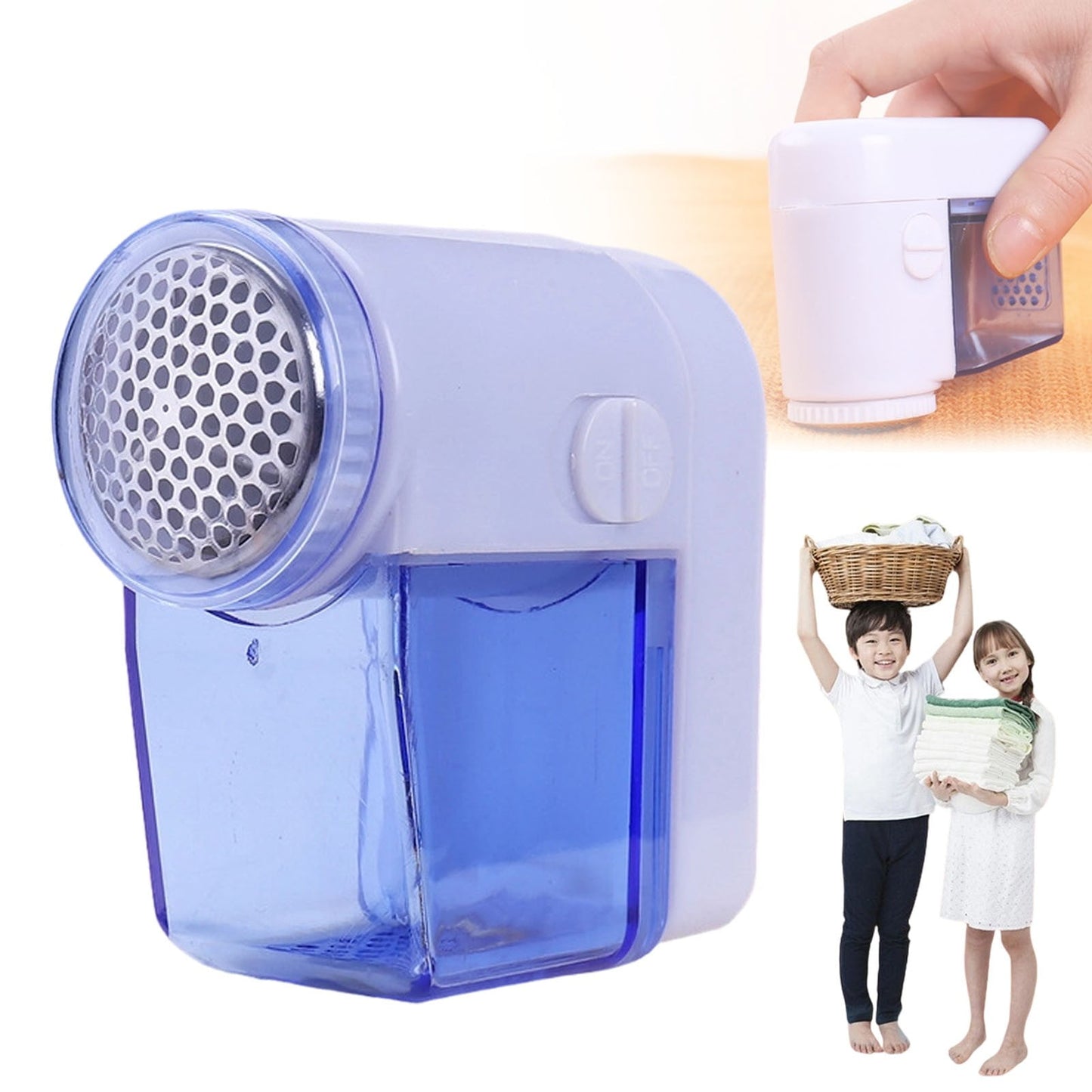 Fabric Shaver And Lint Remover,Fabric Shaver,Sweater Defuzzer With Stainless Steel Blades,Portable Fabric Fuzz Remover,Sweater Clothes Shaver,Remover Clothes Fuzz, Lint Balls, Bobbles,2.75x2.75 in Blue