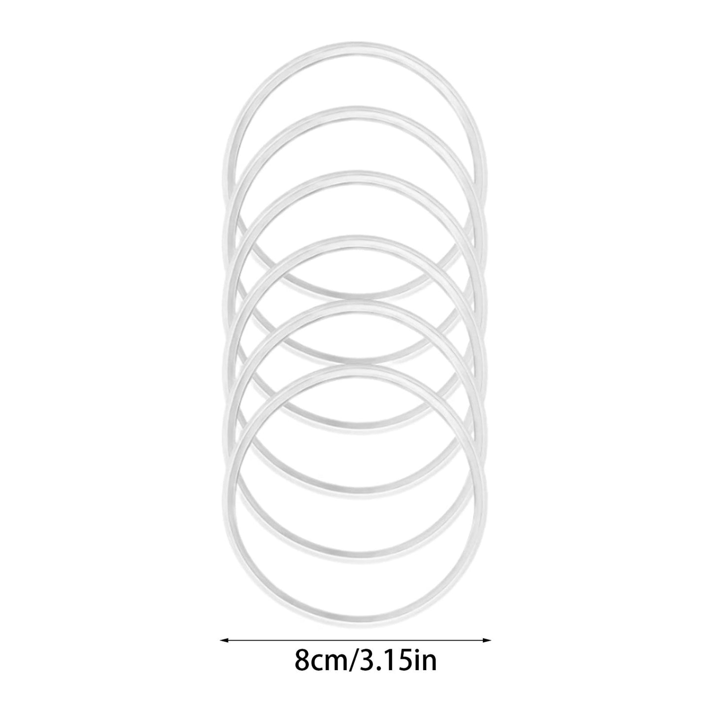 30 oz Replacement Rubber Lid Ring, 3.15 Inch Diameter Gasket Seals, White Lid Gasket Rings for Insulated Stainless Steel Tumbler, 6 Pcs 3.15" Clear*6