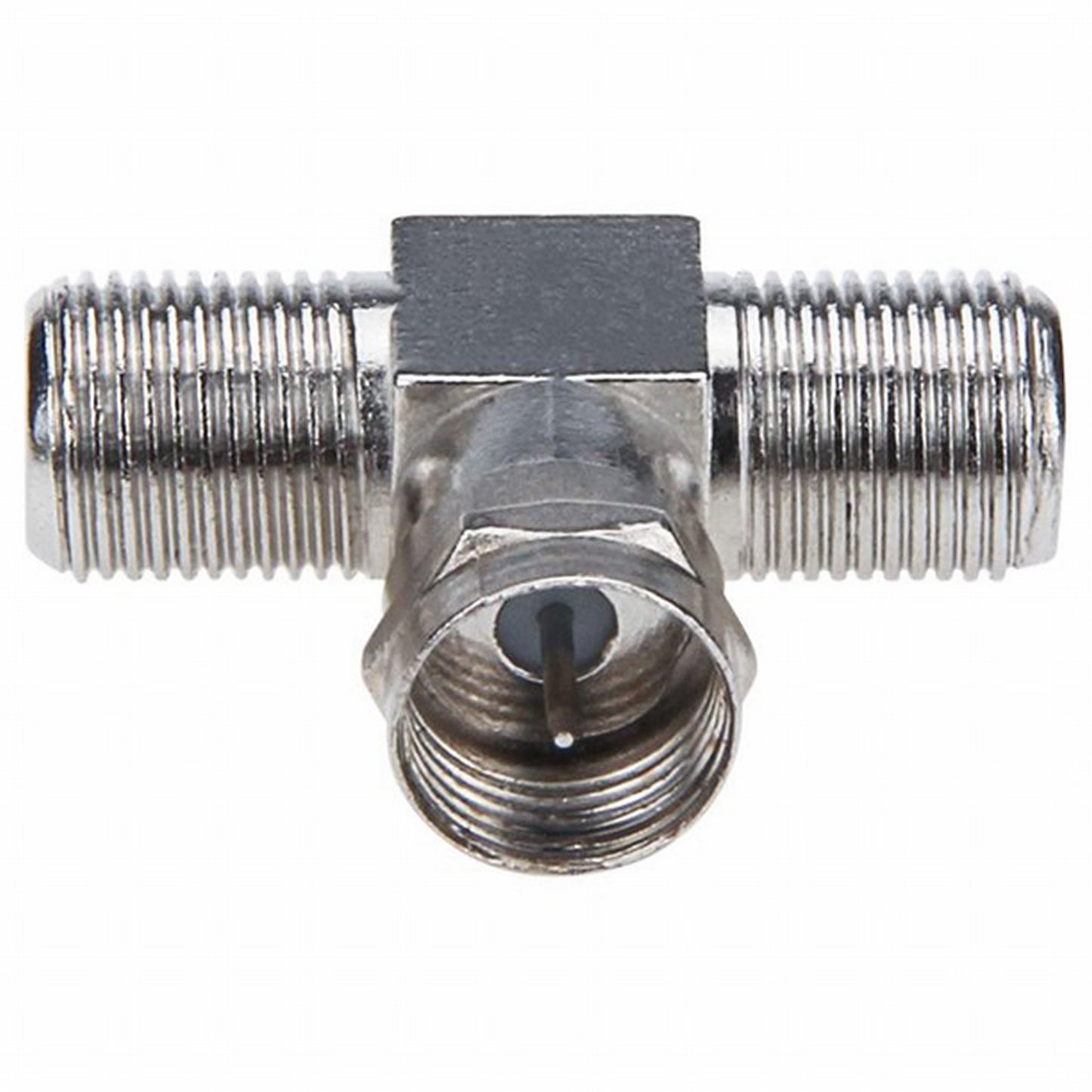 Coaxial Cable Splitter, TV Splitter 2 in 1 Out 2-Pack F Type RG6 Male to 2 F Female 3 Way Cable Splitter Coax T Connector Adapter for Video VCR Antenna Cable Satellite, 2 Pcs, 1.22 Inches 1.22" Silver
