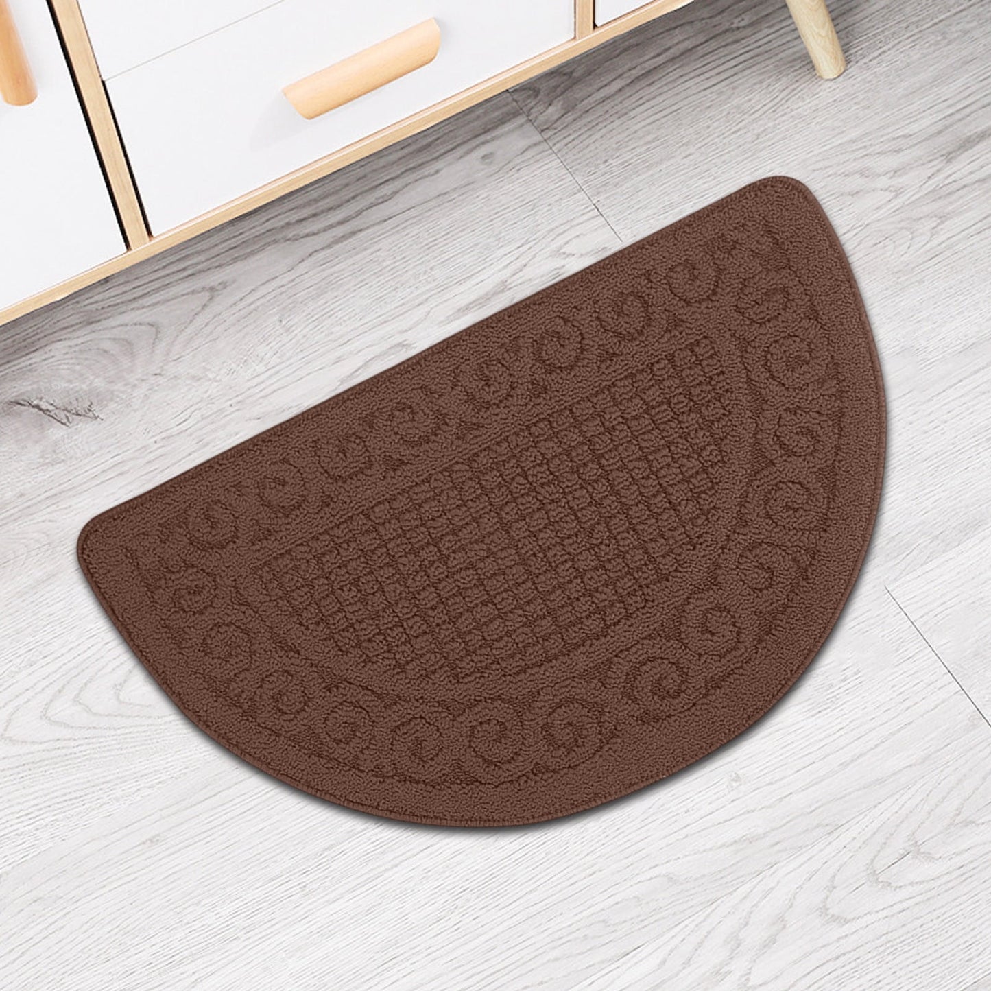 Entrance Semicircular Floor Mat,Non-Slip Outdoor and Indoor Carpet with Moisture-Proof Backing,Durable Polyester Fabric for Safety and Warmth,Ideal for Doorways,Bathrooms,and Home Entryways Coffee