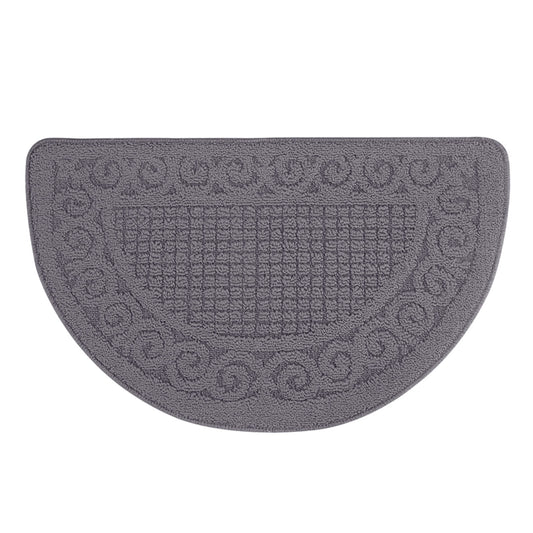Entrance Semicircular Floor Mat,Non-Slip Outdoor and Indoor Carpet with Moisture-Proof Backing,Durable Polyester Fabric for Safety and Warmth,Ideal for Doorways,Bathrooms,and Home Entryways Gray