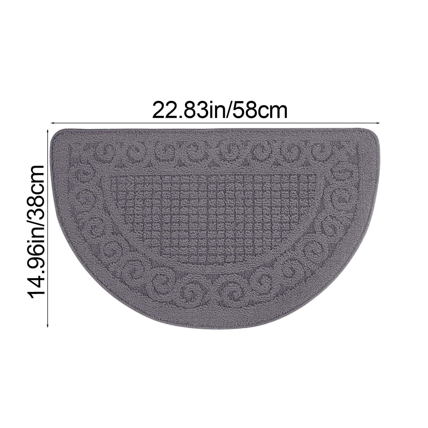 Entrance Semicircular Floor Mat,Non-Slip Outdoor and Indoor Carpet with Moisture-Proof Backing,Durable Polyester Fabric for Safety and Warmth,Ideal for Doorways,Bathrooms,and Home Entryways Gray