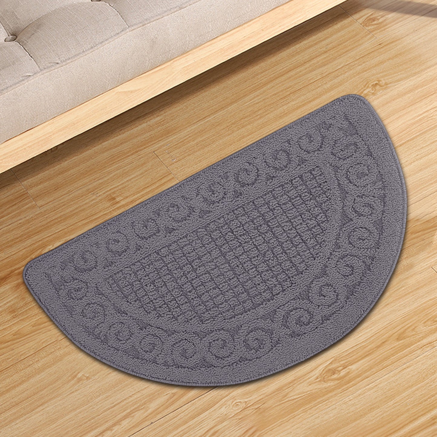 Entrance Semicircular Floor Mat,Non-Slip Outdoor and Indoor Carpet with Moisture-Proof Backing,Durable Polyester Fabric for Safety and Warmth,Ideal for Doorways,Bathrooms,and Home Entryways Gray