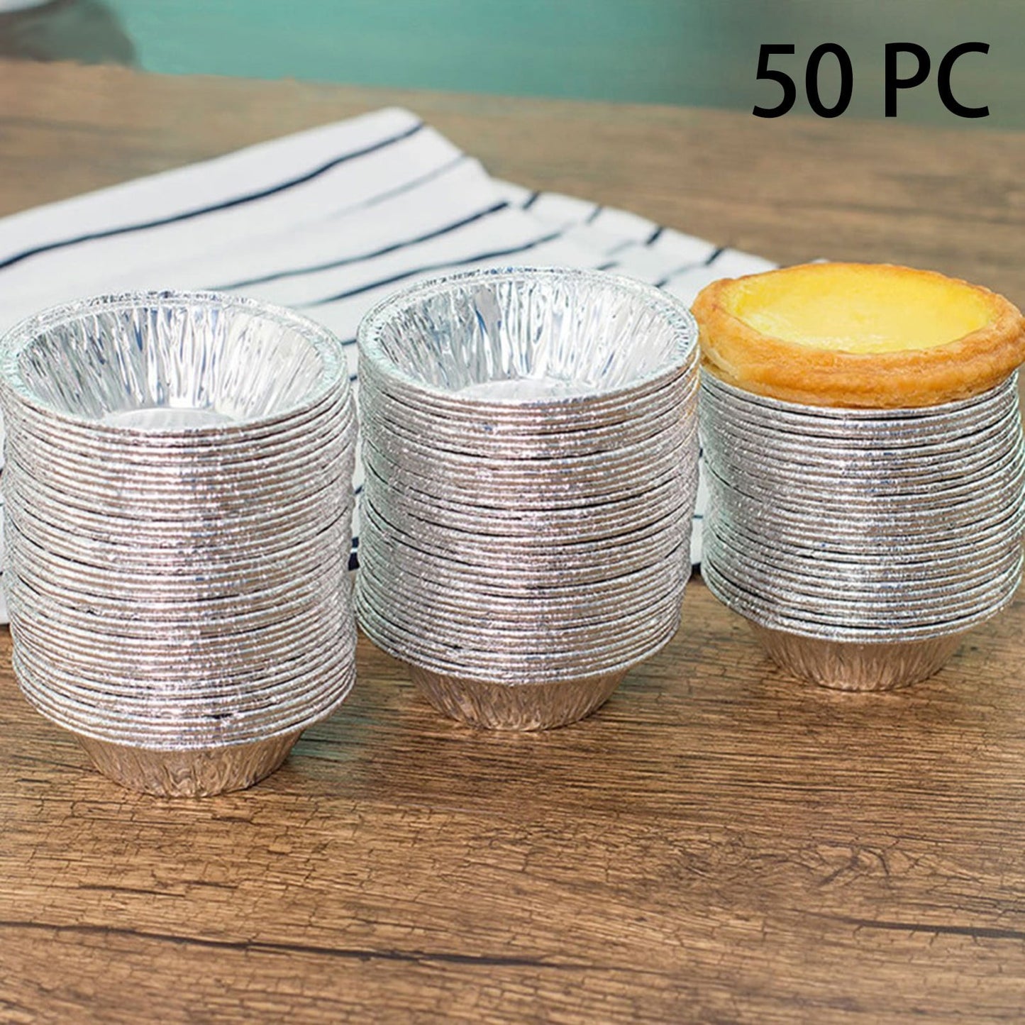 50 Pcs Mini Pie Pans,Small Pie Pans,Round Foil Pans,Disposable Foil Tart Pans,Foil Disposable Egg Tart Mould, Tart Pans For Making Cupcake, Quiche Pie, Caramel Pudding,(Silver,1.57x0.79 in) Silver