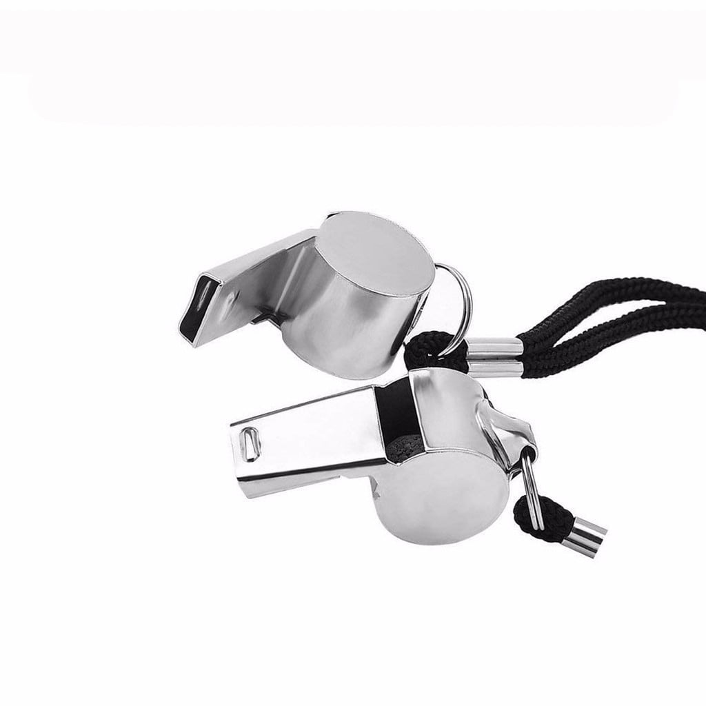 Stainless Steel Metal Referee Whistle with Lanyard,Crisp Sound for Sports and escuela,Durable and Portable for Coaches and Referees,Includes 2 Whistles for Soccer and Basketball
