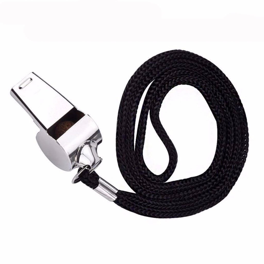 Stainless Steel Metal Referee Whistle with Lanyard,Crisp Sound for Sports and escuela,Durable and Portable for Coaches and Referees,Includes 2 Whistles for Soccer and Basketball