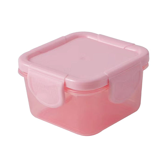 Mini Fresh Food Storage Container with Lid,6x6x4cm Transparent Square Box for Snacks and Portions,Leak-Proof Silicone Seal,Microwave and Freezer Safe,Bright Colors for Organization Pink