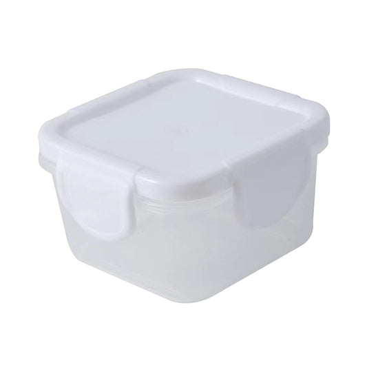 Mini Fresh Food Storage Container with Lid,6x6x4cm Transparent Square Box for Snacks and Portions,Leak-Proof Silicone Seal,Microwave and Freezer Safe,Bright Colors for Organization White