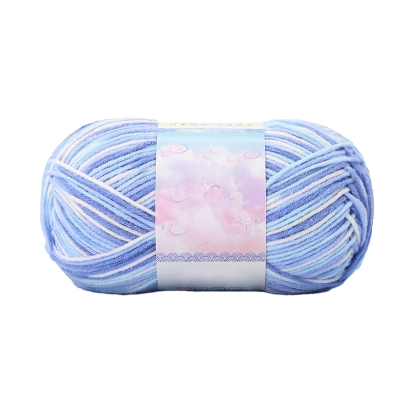 Milk Cotton Tie-Dye Yarn for Knitting and Crochet,130m Multicolor Gradient Wool,Soft and Durable for Blankets and Crafts,Versatile Use for DIY Projects and Creative Knitting Blue
