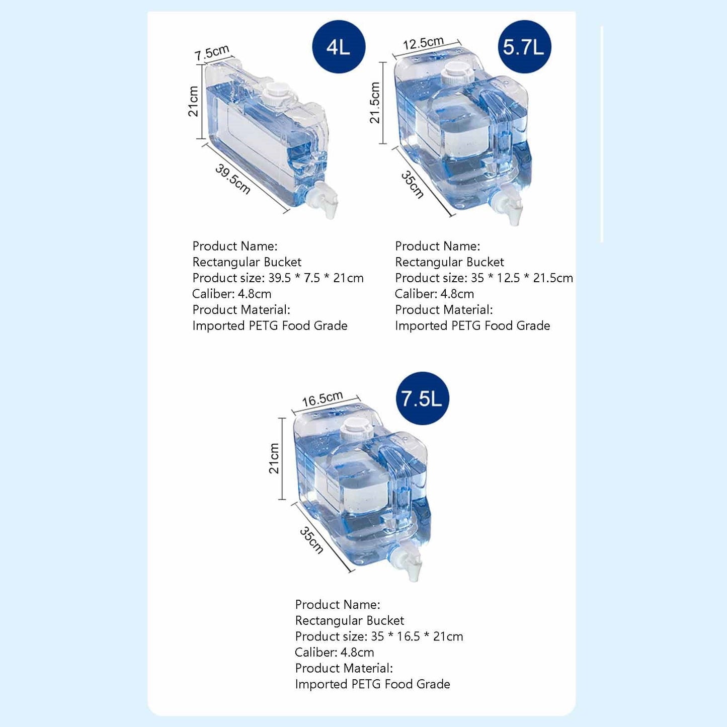 Fridge Water Dispensers Bottle with Leak-proof Spigot and Convenient Handle Plastic Cold Juice Beverage Dispenser Jug for Party Refrigerator Drink Juice Iced Tea, 1.5 Gallon, 1 Pcs, 13.78x4.92x8.46 13.78" x 4.92" x 8.46" Clear