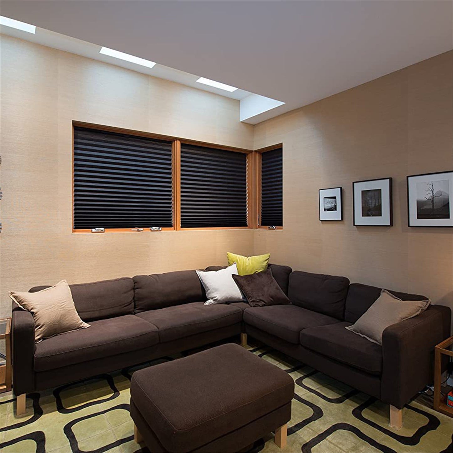 1 Pack Sunshade Shades,Pleated Paper Blinds for Indoor Windows Cut to Size Paper Shades,Thermal Insulation Blinds for Windows,No Tools,No Drilling for Office, Bedroom, Living Room(White 60x150cm) Black 90x150cm