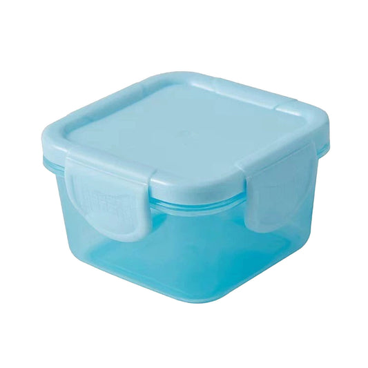 Mini Food Storage Container with Lid,Transparent Square Bento Box for Snacks & Food,Sealed Leak-Proof & Microwave-Safe,Stackable fridge Organizer in Assorted Colors Light Blue