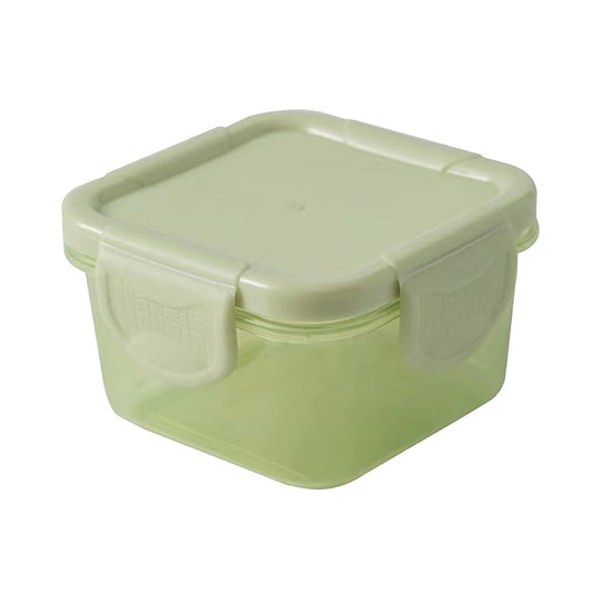 Mini Food Storage Container with Lid,Transparent Square Bento Box for Snacks & Food,Sealed Leak-Proof & Microwave-Safe,Stackable fridge Organizer in Assorted Colors Light Green