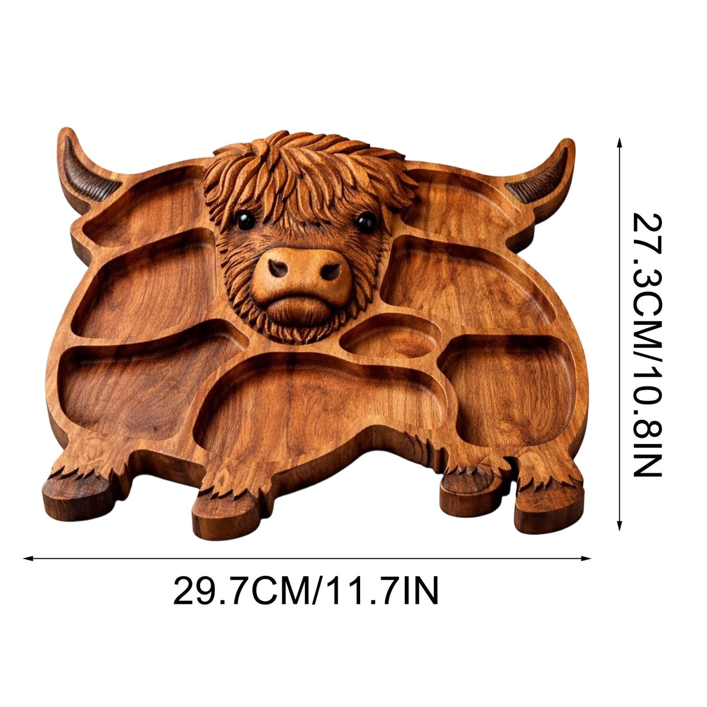 Highlands Cow Wooden Charcuterie Board,Unique Serving Tray for Cheese and Snacks,Decorative Farmhouse Centerpiece and Wall Art,Handcrafted Durable Platter for Entertaining and Gifting A