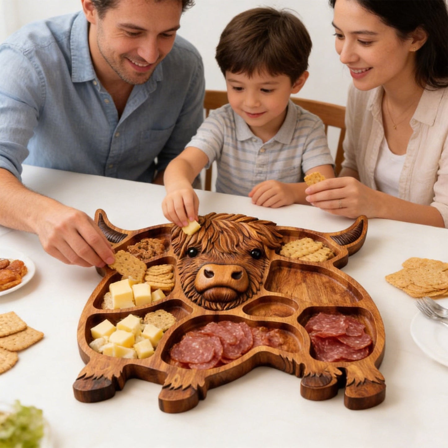 Highlands Cow Wooden Charcuterie Board,Unique Serving Tray for Cheese and Snacks,Decorative Farmhouse Centerpiece and Wall Art,Handcrafted Durable Platter for Entertaining and Gifting A