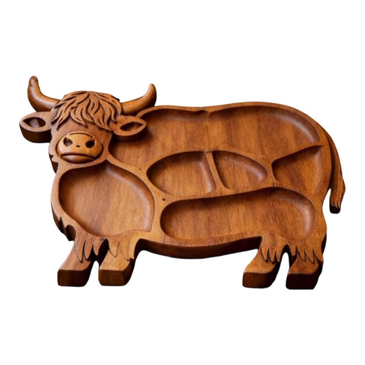 Highlands Cow Wooden Charcuterie Board,Unique Serving Tray for Cheese and Snacks,Decorative Farmhouse Centerpiece and Wall Art,Handcrafted Durable Platter for Entertaining and Gifting B
