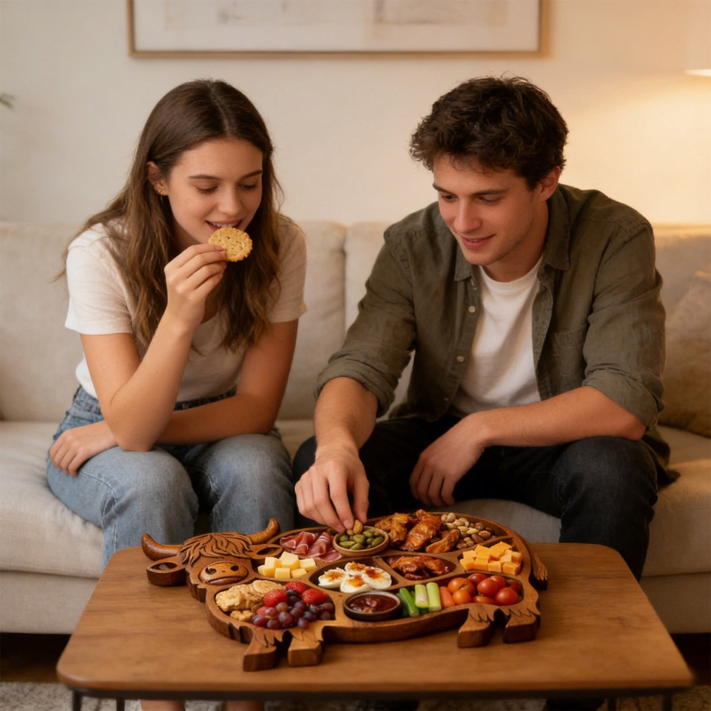 Highlands Cow Wooden Charcuterie Board,Unique Serving Tray for Cheese and Snacks,Decorative Farmhouse Centerpiece and Wall Art,Handcrafted Durable Platter for Entertaining and Gifting B