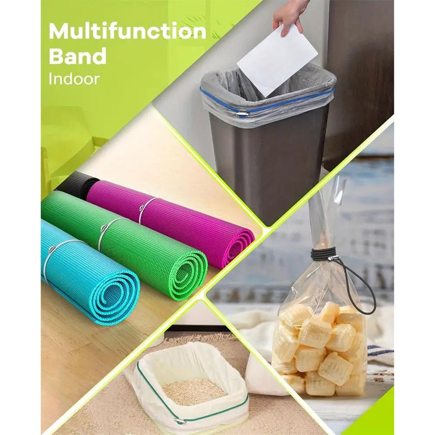 Garbage Can Rubber Bands,Multifunction Litter Box Bands,Fits 13-30 Gallon Bins, Heavy-duty Trash Can Bands to Hold Garbage Bags in Place, Trash Bag Holder Band with High Elasticity(Grey) Grey