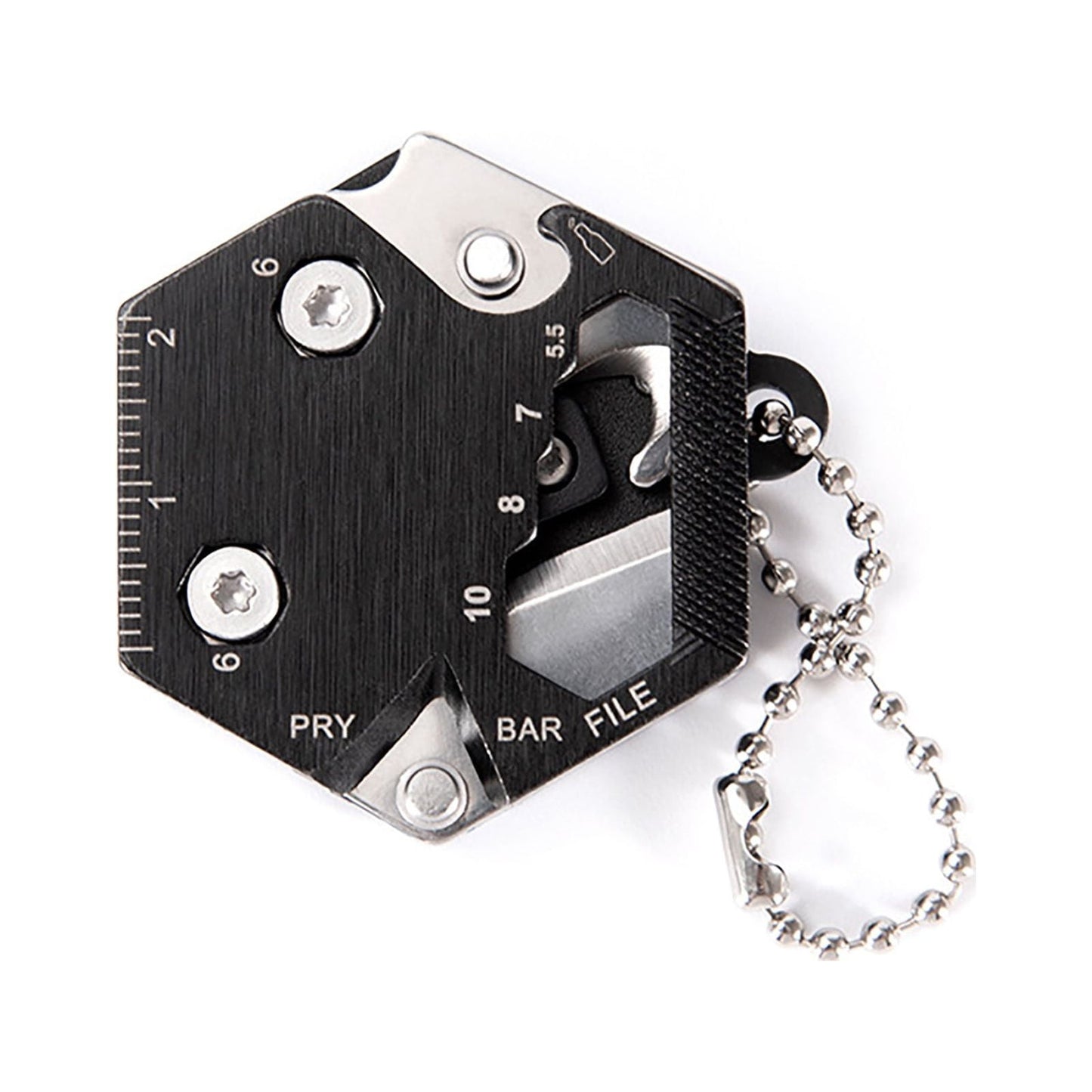 CCMAOLU Hexagonal Multitool Keychain,Portable Pocket Tool with Folding Cutter,Screwdriver Set,Bottle Opener for Outdoor Hiking,Camping,Emergency Seat Belt Cutter,Small Fashion Keychain Tool