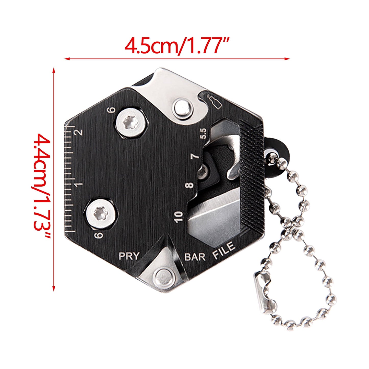 CCMAOLU Hexagonal Multitool Keychain,Portable Pocket Tool with Folding Cutter,Screwdriver Set,Bottle Opener for Outdoor Hiking,Camping,Emergency Seat Belt Cutter,Small Fashion Keychain Tool