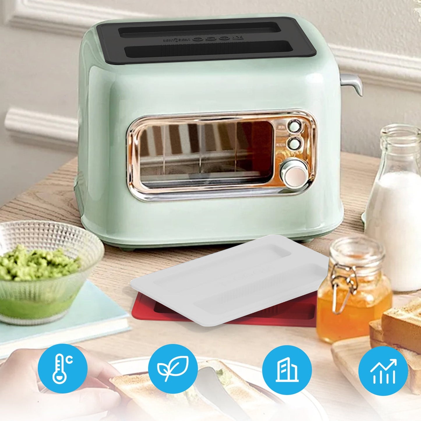 CCMAOLU Silicone Toaster Cover 2 Slice Wide Slot,Reusable Heat Resistance Bread Machine Topper Cover,Dirt Proof Sandwich Accessories That Fit Most Toasters,Simple Design Easy to Clean & Wipe White