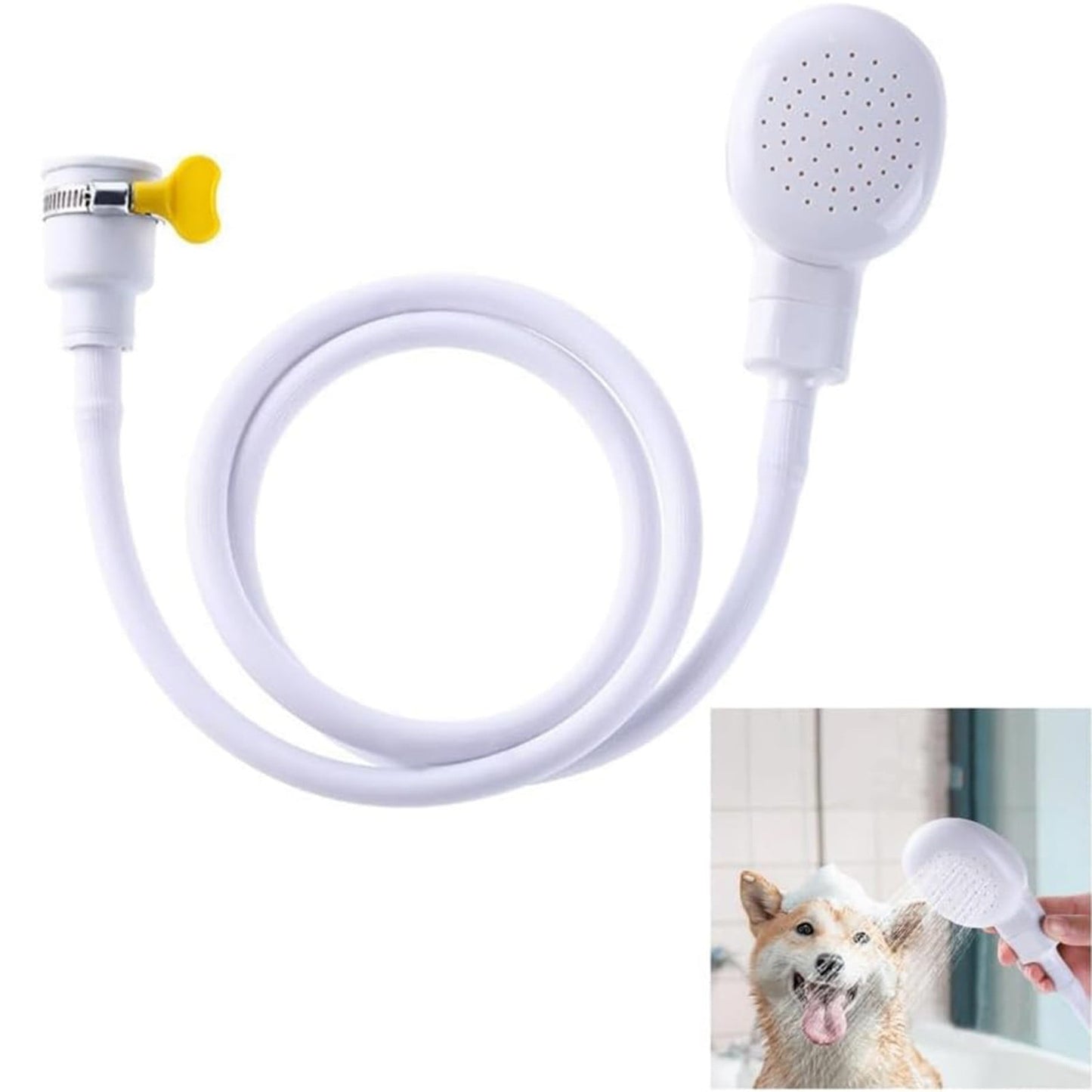 Portable Sink Hose Faucet Sprayer Sink Spray Rubber Hose Shampoo Sprayer Handheld Faucet Shower for Pets, Bathing Baby, Washing Hair, Rinsing Vegetables, 4.26 Ft 4.26' White