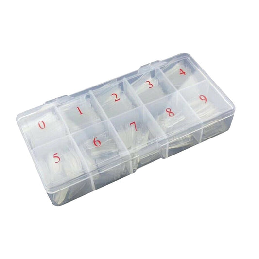 CCMAOLU 500PCS Acrylic Nail Tips,French Style Artificial False Nails for Manicure,DIY Nail Art with Storage Box,10 Sizes,Natural & Clear,Perfect Gift for Nail & Home Use Transparent