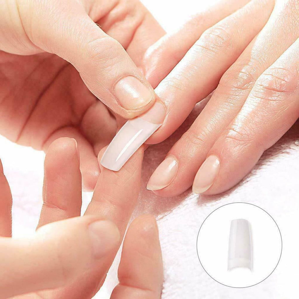 CCMAOLU 500PCS Acrylic Nail Tips,French Style Artificial False Nails for Manicure,DIY Nail Art with Storage Box,10 Sizes,Natural & Clear,Perfect Gift for Nail & Home Use Transparent