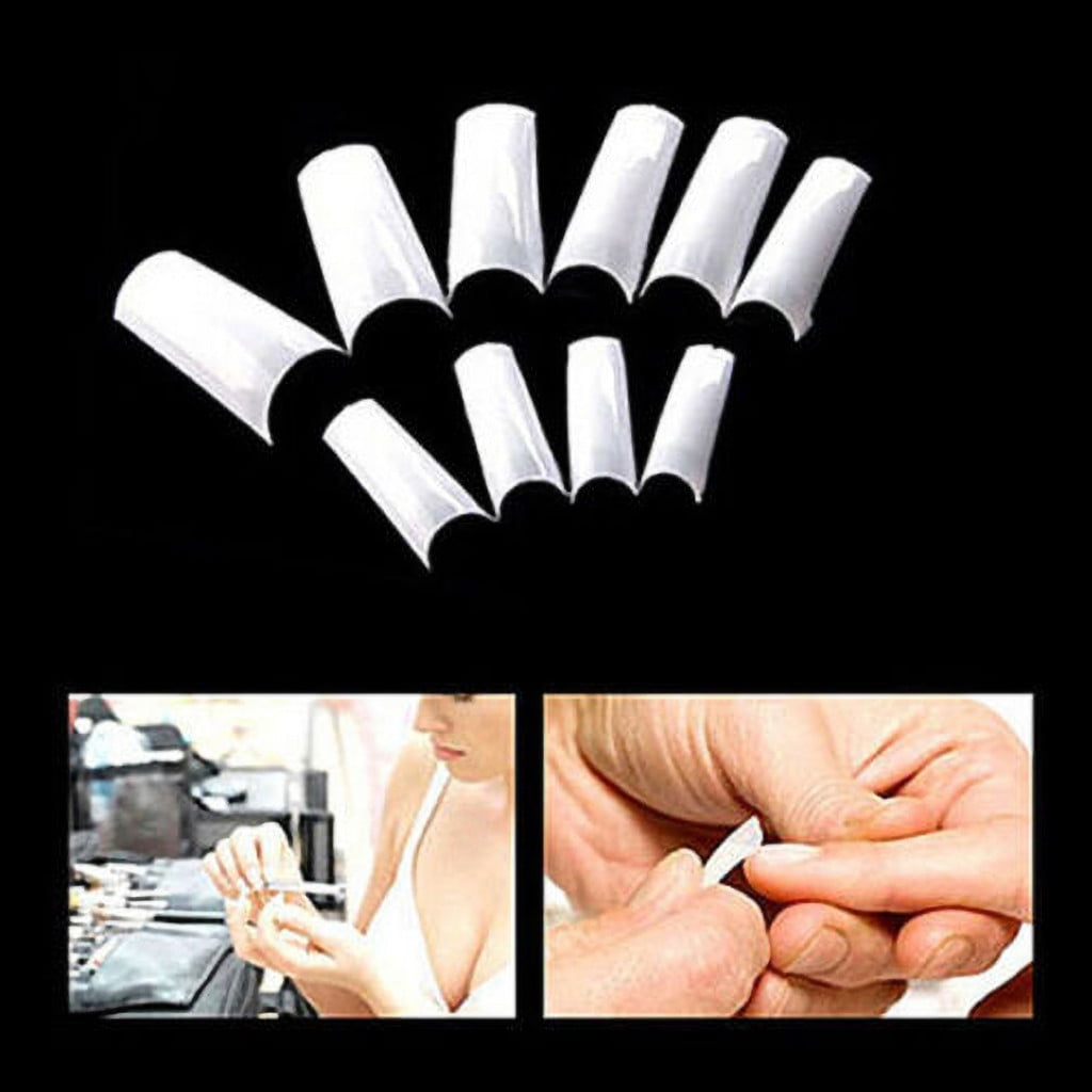 CCMAOLU 500PCS Acrylic Nail Tips,French Style Artificial False Nails for Manicure,DIY Nail Art with Storage Box,10 Sizes,Natural & Clear,Perfect Gift for Nail & Home Use White