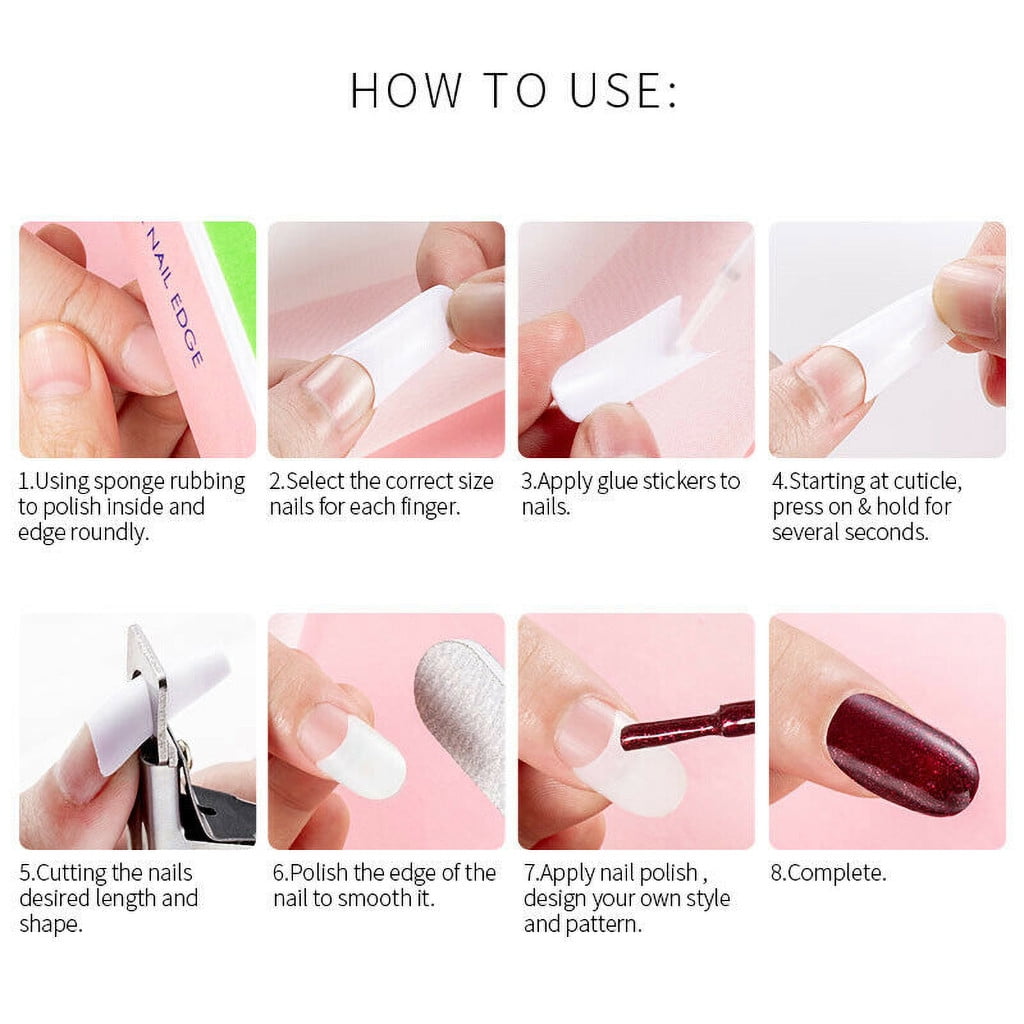 CCMAOLU 500PCS Acrylic Nail Tips,French Style Artificial False Nails for Manicure,DIY Nail Art with Storage Box,10 Sizes,Natural & Clear,Perfect Gift for Nail & Home Use White