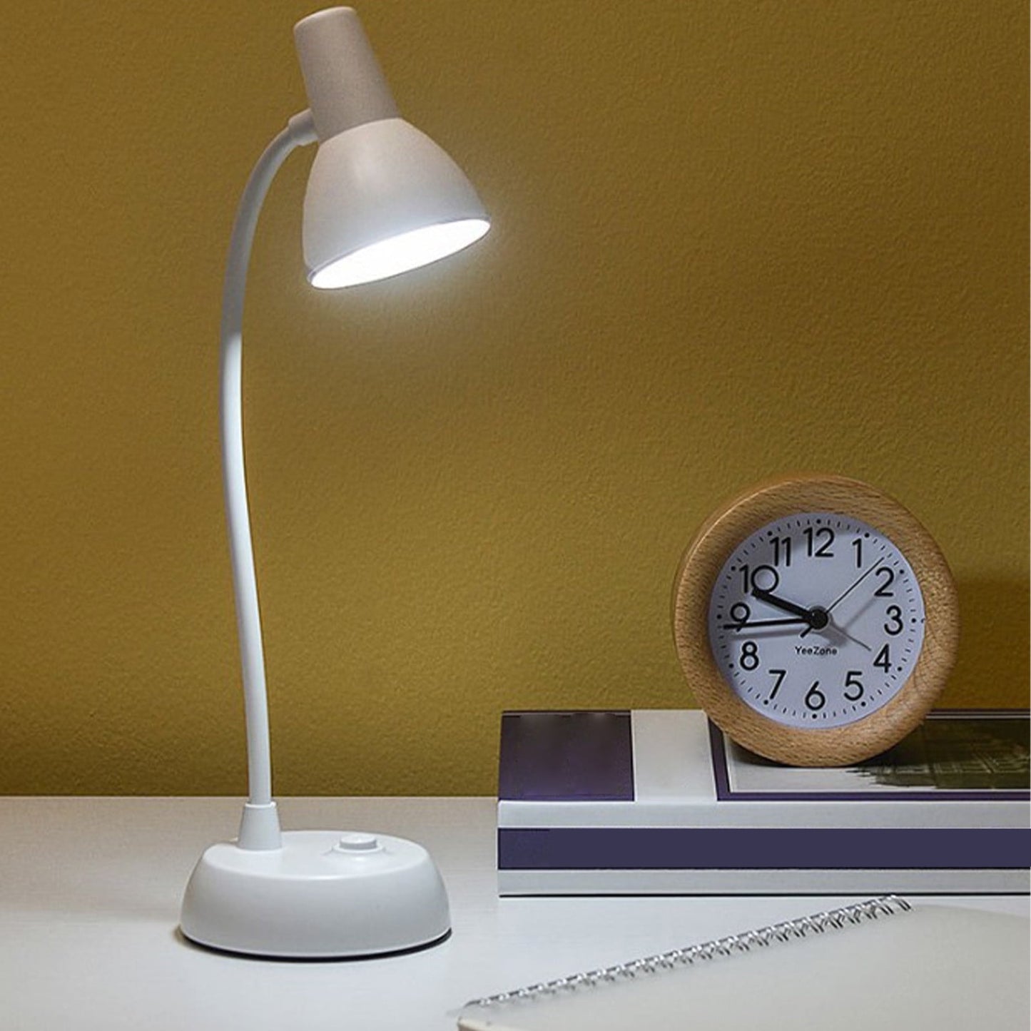 CCMAOLU Cute Pink Desk Lamp with USB Charging Port,Dimmable LED Table Lamp for Home Office,Flexible Neck Reading Light with Auto Dimming,Power Adapter Included,LED Eye Protection Table Lamp White