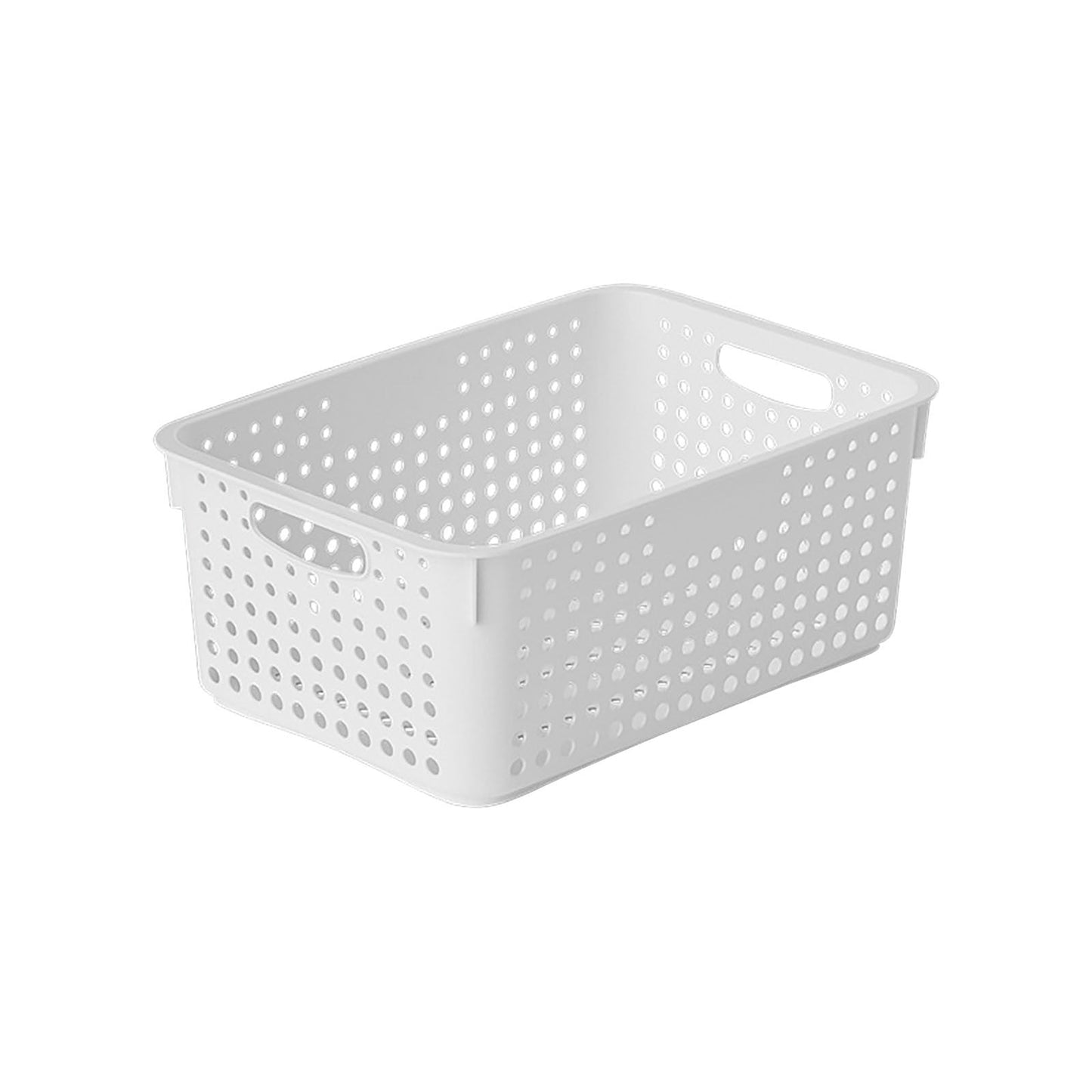 Large Plastic Storage Basket for Home Organization, Tabletop Snack Bin or Vegetable Container, Handled Open Crate for Kitchen or Bathroom, Space-Saving Versatile Decluttering Solution A