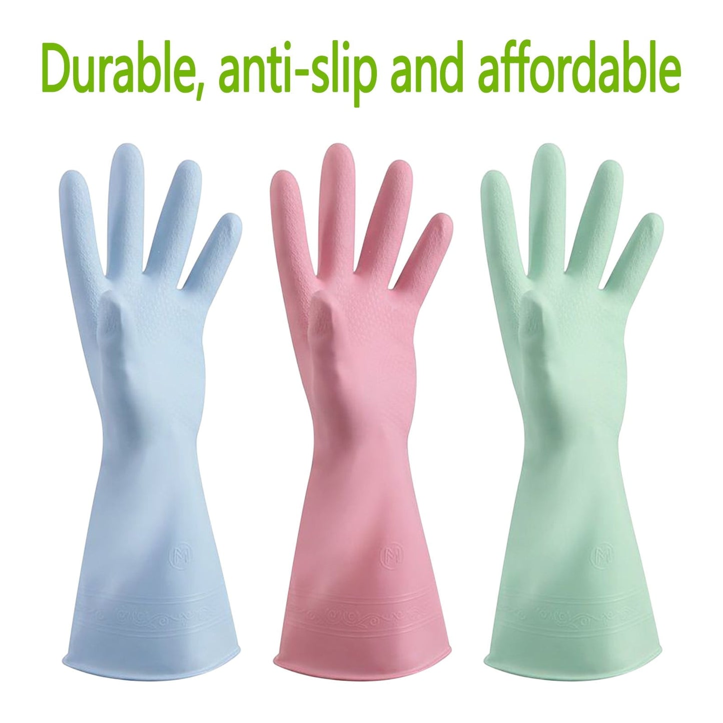 Reusable Household Dishwashing Cleaning Gloves, Food-Grade Natural Rubber with Non-Slip Textured Grip, Long Length for Hand and Arm Protection, Ideal for Kitchen, Gardening, and Janitorial Tasks Pink L