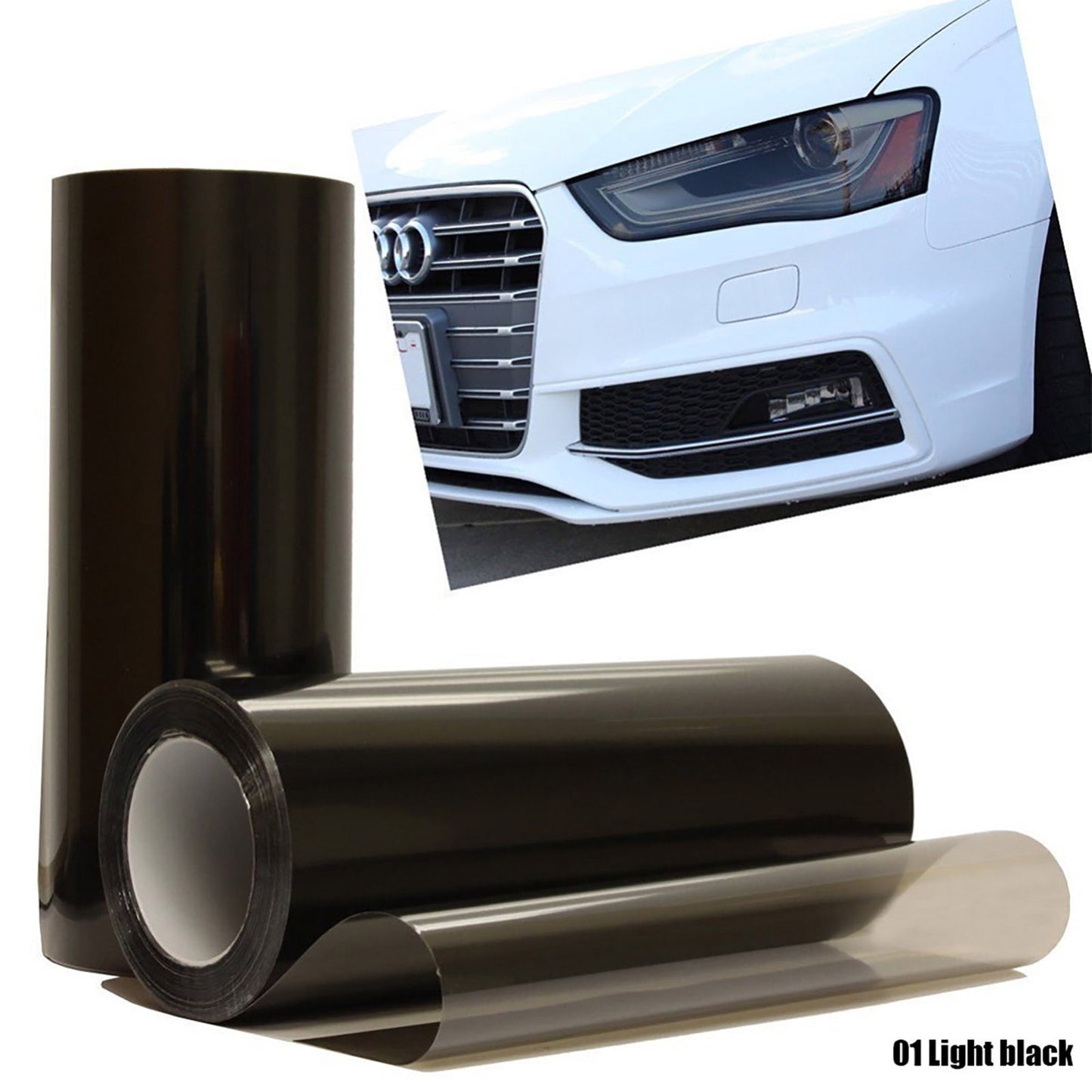 Car Headlight Color Change Film,Translucent PVC Light Sticker with Strong Adhesion,Easy Application & Bubble-Free Removal,DIY Tint Film for Headlights,Automotive Styling & Protection,30x100cm Black