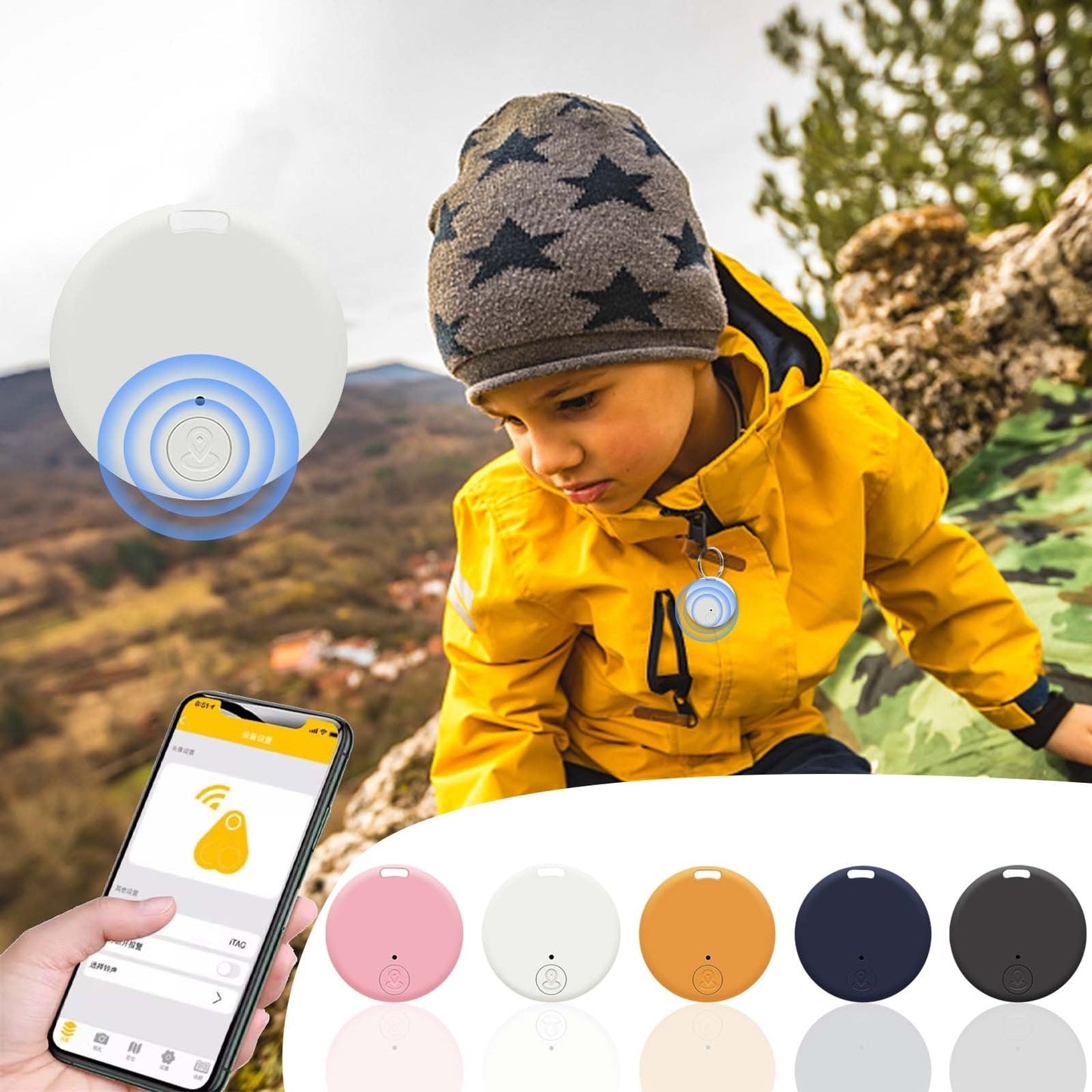 Bluetooth 5.0 Two-Way Alarm Key Finder, Smart Anti-Loss Tracking Device for Keys, Wallet or Pets, Ultra-Low Power Consumption with 6-Month Battery Life, Compact and Portable Locator A