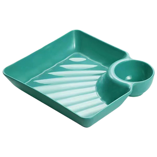 Chip Dip Serving Platter, Plastic Dumpling Plates with Sauce Compartment, Square Serving Dish Sushi Plates, Small Dip Tray for Appetizer, Taco Salsa, Fruit, Charcuterie, 1 Pcs, 7.28x7.2x1.6 7.28" x 7.2" x 1.6" Orange