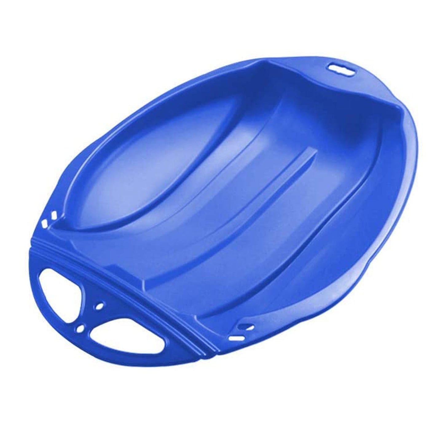 Round Snow Sled Disc for Kids and Adults, Thick Portable Skiing Pad with Anti-Skid Sunk Seat, Versatile Slider for Snow, Grass, and Sand, Comfortable Oversized Handle Design up to 220lbs Blue