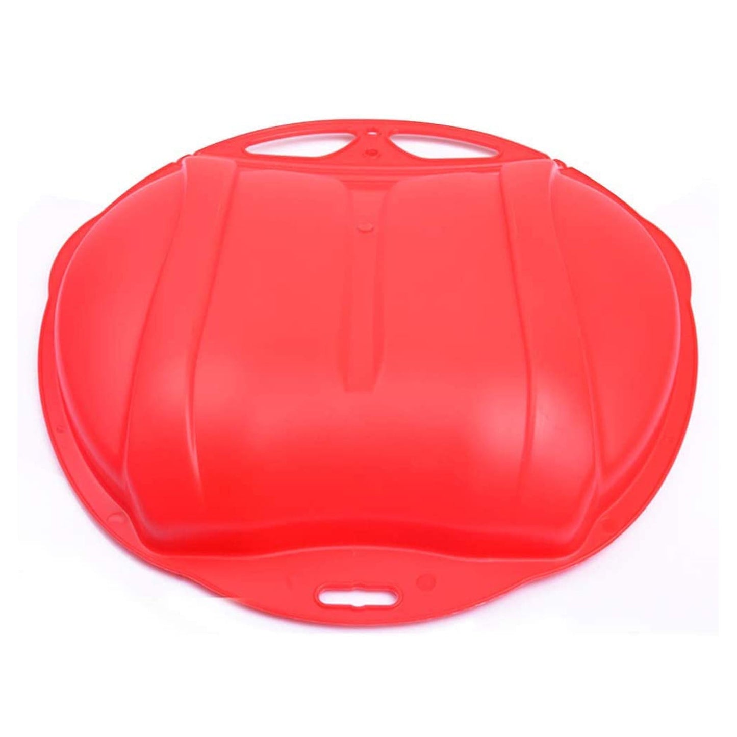 Round Snow Sled Disc for Kids and Adults, Thick Portable Skiing Pad with Anti-Skid Sunk Seat, Versatile Slider for Snow, Grass, and Sand, Comfortable Oversized Handle Design up to 220lbs Red