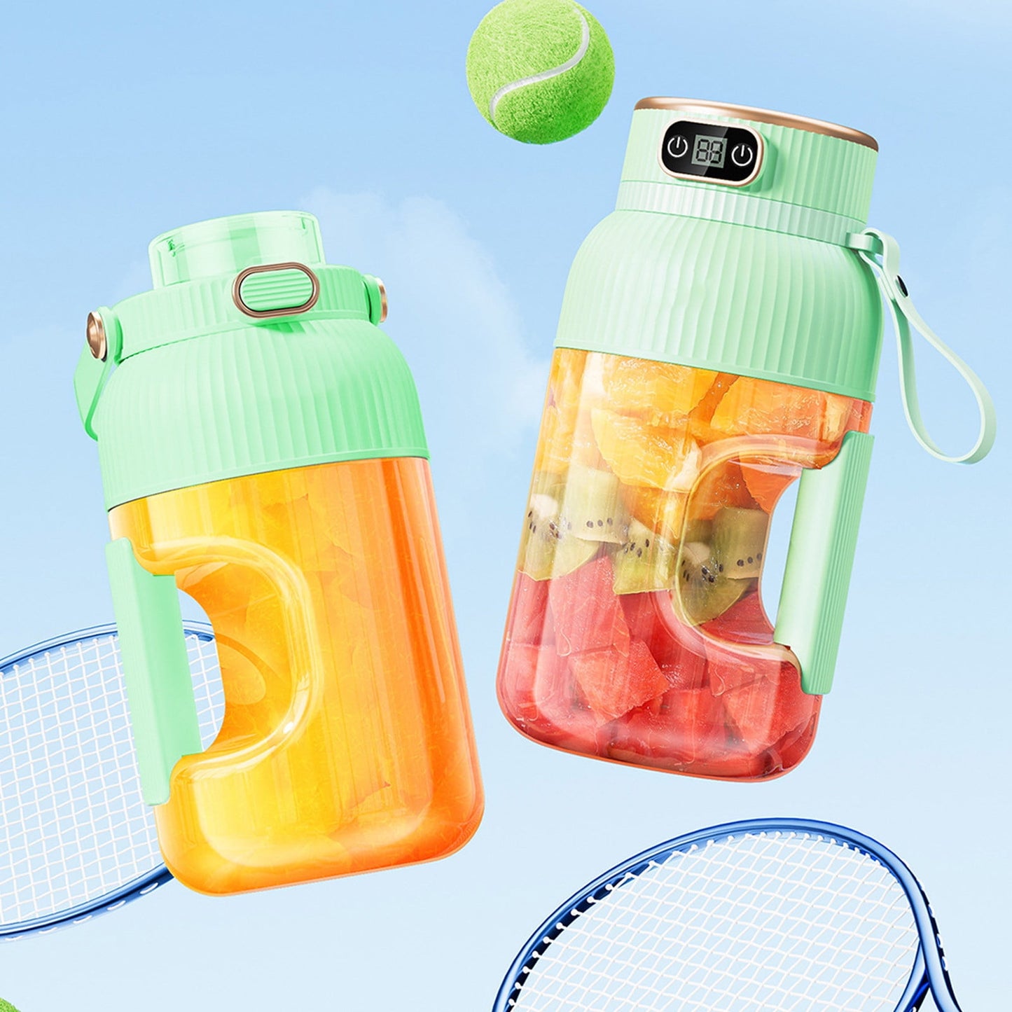 Portable 1200ml Electric Mixing Cup, Stainless Steel & Glass Body, Squeeze Bottle for Protein Shakes, Juices, Gym Drinks, Rechargeable, Airtight Lids, BPA-Free, Multi-Functional Blender Green