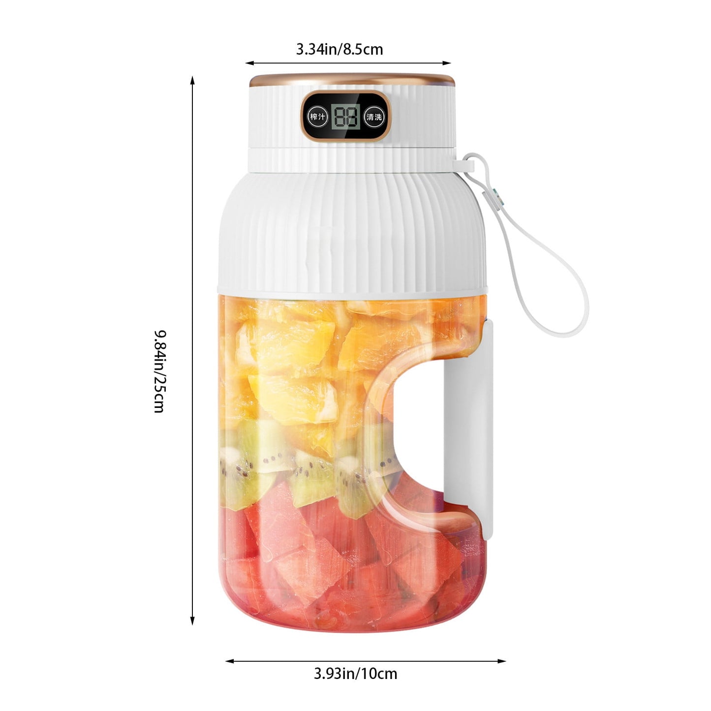 Portable 1200ml Electric Mixing Cup, Stainless Steel & Glass Body, Squeeze Bottle for Protein Shakes, Juices, Gym Drinks, Rechargeable, Airtight Lids, BPA-Free, Multi-Functional Blender White