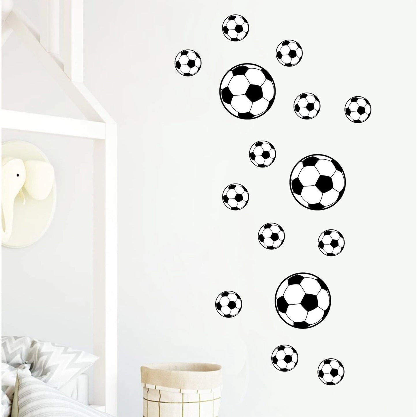 Soccer Stickers for Wall, Football Fan Room Decor, Sports Themed Stickers for Doors, Windows, Bedroom, Kids & Teens, Waterproof Vinyl Stickers with Balls & Bottles Design