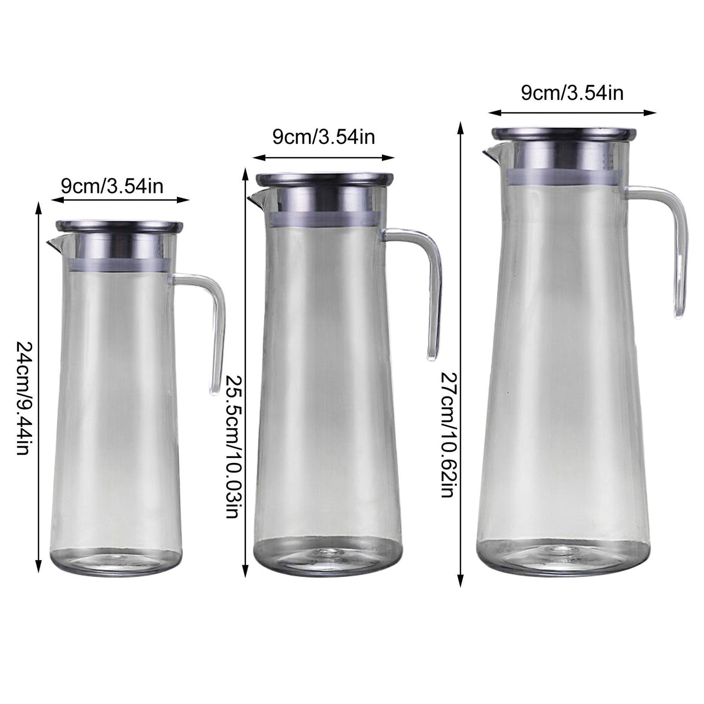 Glass Pitcher with Lid, Easy Clean and Heat Resistance Borosilicate Glass Jug for Hot or Cold Water, Milk, Ice Tea and Juice Beverage, 1 Pcs, 33.8 Oz, 9.44x3.54 10.03" x 3.54" Clear